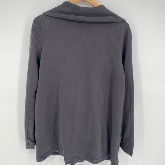 J. Jill Pure Jill Asymmetric Drape Collar Gray Lagenlook Organic Cotton Jacket S - Picture 5 of 8